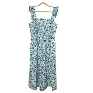 Draper James Blue and White Floral Midi Dress